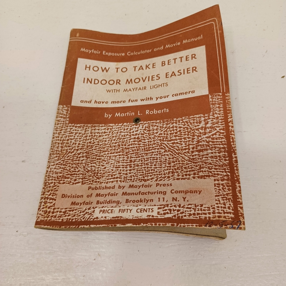 Vtg 1956 Mayfair exposure calculator & movie manual book. Paper Ephemeral
